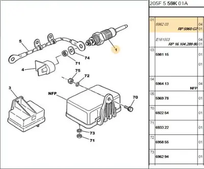 PSA 5960.G7 Kızdırma Bujısı 1610428980 5960G7 59624J 596258 E161003 1616054080 59623J 95534788 596203 1214318