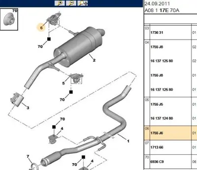 PSA 1755.J6 Egzoz Askısı 1755J6 1755Q2 1755R2 1755F2 1755J3 1755P3 3637641