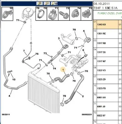 PSA 1343.KX Radyatör Üst Hortum 1343KX 1343HT 1343GK 1343HF 1343HFSK 1343KXSK 1351WN 1343FK 1343FE