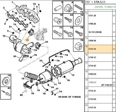 PSA 1713.74 Egzoz Kelepçesı 171367 171374 9651525380