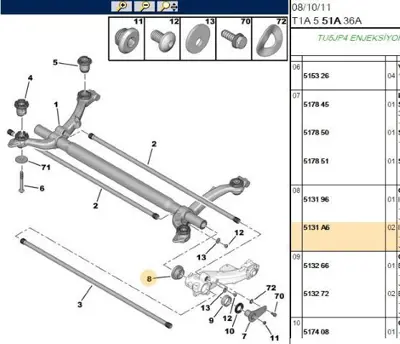 PSA 5131.A6 Torsıyon Rulmanı Iç  513272 513195 5131A6 513265 517914 513246 517407 517408 KS55904 513196