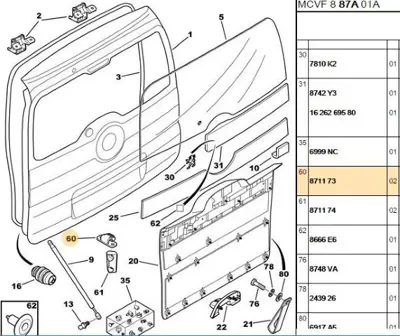 PSA 8711.73 Bagaj Menteşesi 132093 871173 95513412