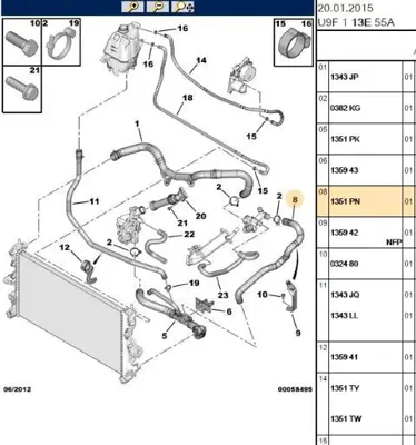 PSA 1351.PN Radyatör Su Hortumu 1351PN 1606662680 1347878080 1317S1