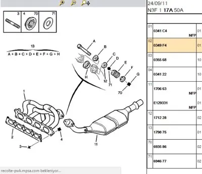 PSA 0349.F4 Egzoz Manıfolt Contası 0349.F4