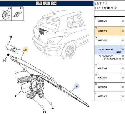 PSA 6429.T1 Arka Silecek Kolu 6429T1