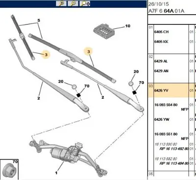 PSA 6426.YW Sağ Silecek 207 6426YW