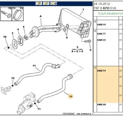 PSA 6466.F4 Kalorıfer Hortumu 6466F4 6466F7 6466FW