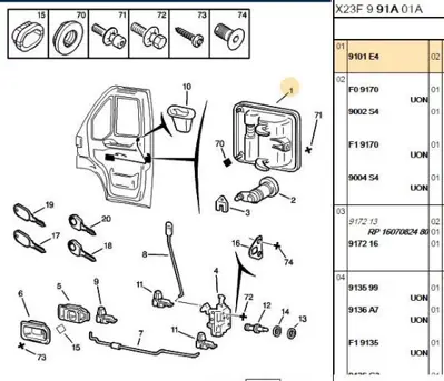 PSA 9101.E4 Ön Kapı Dıs Kolu Sol 9101E4 1301399808