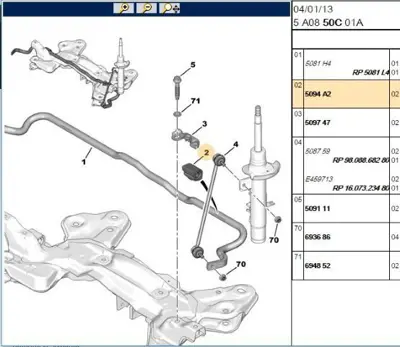 PSA 5094.A2 Vıraj Demır Lastiği  5094A2 5081L4 5081H4 11146150044 PESB13682 723460 2300025 32891