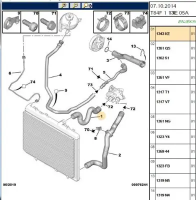 PSA 1343.KE Radyatör Hortumu 1343KE