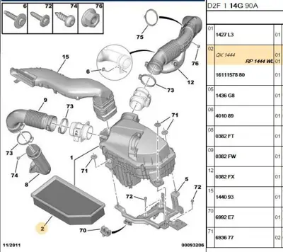 PSA 1444.WL Hava Filitresi 9655535780 1444QA 1444QK 1444WL 9670503380