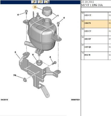 PSA 1306.F8 Yedek Su Depo Kapağı 1306F8 1323KJ 1323CT 1622715480 1304025 95510506 1323CY