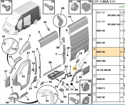 PSA 8547.X0 Sol Arka Çamurluk Band 8547X0