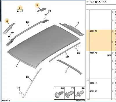 PSA 8361.76 Sağ Tavan Bar Uç Kapaklar 55350898 55559222 835645 836176 GM55350898 GM55559222 55350989