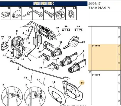 PSA 9144.81 Kapı İç Kolu 914481