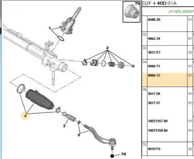PSA 4066.72 Dıreksıyon Körügü 406671 406672