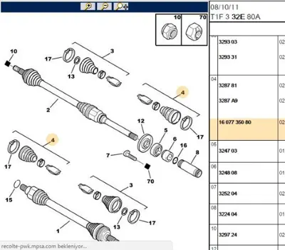 PSA 1607735080 Iç Aks Körügü 1607735080 1607735080 1607735080SK 1607735080SK