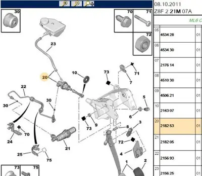 PSA 2182.53 Debriyaj Pedal Pompası 218253 218223 218223 218253 218209 218209
