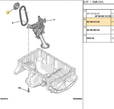 PSA 9676067280 Yağ Pompa Dişlisi 3639899 9676067280