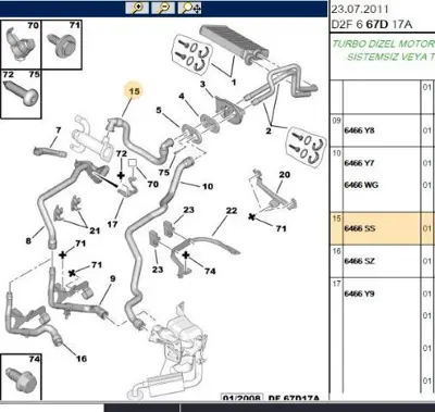 PSA 6466.SS Kalorıfer Hortumu 6466HQ 6466SS 6466YS 6466RJ 6466LS
