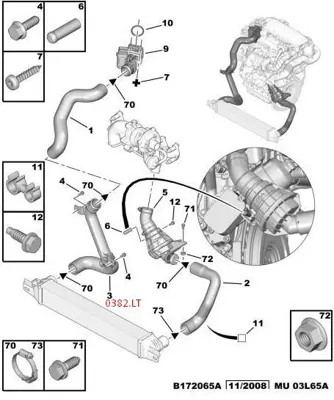 PSA 0382.LT Turbo Radyatör Hortumu 0382.LT