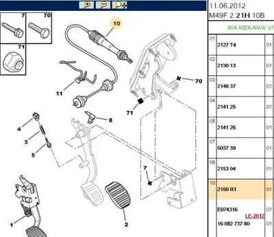 PSA 2150.R1 Debriyaj Telı 2150R1 2150R1