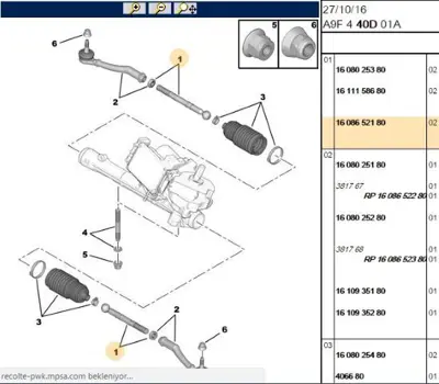 PSA 1608652180 Rot Kolu 1608652180 T