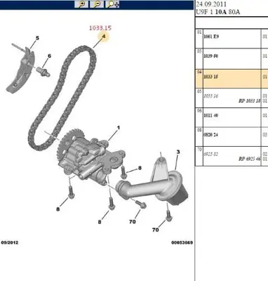 PSA 1033.15 Yağ Pompa Zıncırı 103318 103315 615001 615010 103315S1 103318S1 RP103318 103316 103315RP103318 103315103318