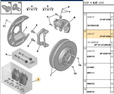 PSA 4254.97 Fren Balatası Arka 425368 425497 425367 426367 426368 77364513 9467549087 1611839580 1617280980 425367SK