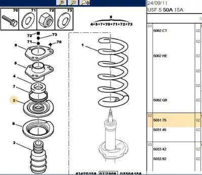 PSA 5031.75 Helezon Get Lastiği  503175 503140 1607691280 1610531680 5031F4 5038H6 503881 503882 1339628080 1339629080