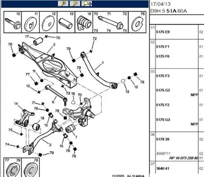 PSA 5131.G8 Arka Travers Burcu 46832164 5131G8 51783623 1807GQ 1807GR