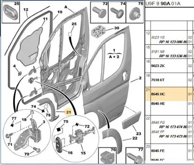 PSA 8545.HC Ön Kapı Iç Kusak : L 8545HC