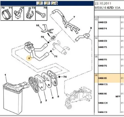 PSA 6466.65 Kalorıferhortumu 646665 646667