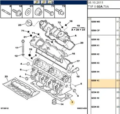 PSA 0209.1C Silindir Kapak Conta 0209.1C