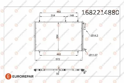EUROREPAR 1682214880 Klima Radyator 6455CH 6455CJ 9651867080 6455W6 6455W7 6455X9 6455Y0 6455FY 96518670 71848578