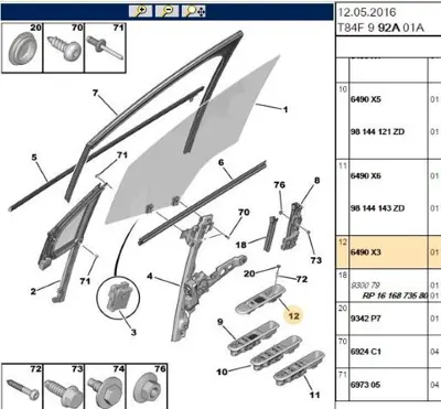PSA 6490.X3 Cam Kumanda Düğmesi 6490X3 96662297XT 6490X3