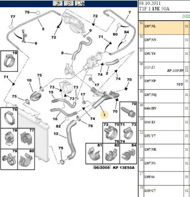 PSA 1307.NL Su Dagıtım Borusu 1323G8 1307NL