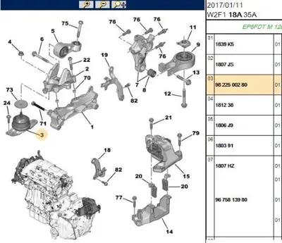 PSA 9822500280 Motor Kulağı 1807Y3 9822500280