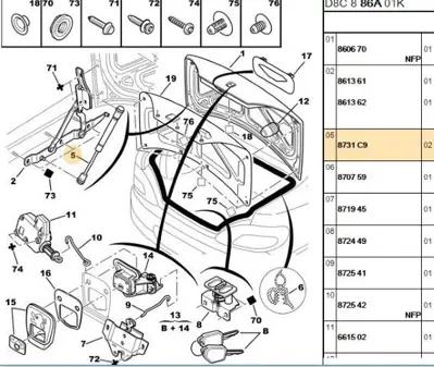 PSA 8731.C9 Bagaj Amortisör 8731C9 8731.C9