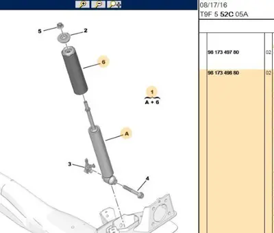 PSA 9817349880 Arka Amortisör 9817349880 9806083180 9806083280 9820166180 9824958980 9802919380