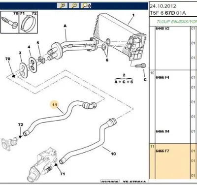 PSA 6466.F7 Kalorıfer Hortumu 1.6 6466F7 6466FW 6466F4
