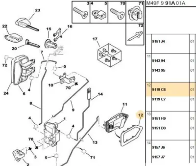 PSA 9119.C6 Kapı İç Açma Kol Çerçeves 9119C6