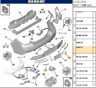 PSA 6340.G1 Arka Tampon Kedı Gözü Sağ 6340G1