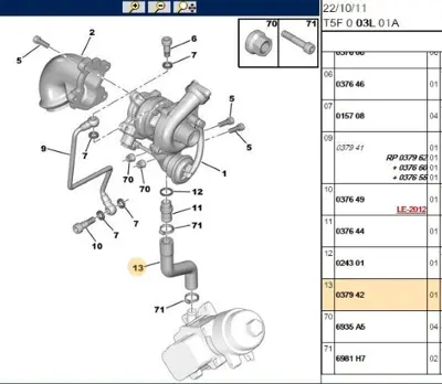 PSA 0379.42 Turbo Dönüş Hortumu 0379.42
