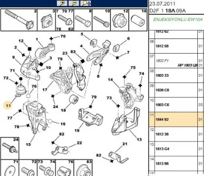 PSA 1844.92 Motor Kulagı 184491 184492 184493 182726 182733 182734 96030147 184494 1844C0 9635939880