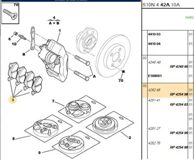 PSA 4254.98 Fren Balata Takım 425092 425120 425165 425265 425272 425498 95659340 425091 1617247780 425314