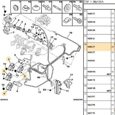 PSA 1628.ZT Egr Elektrovana 1628ZT 1628TV 9645029180 9641726680 1628N1 9645021980 96606931 9660693180 1618S5 1148062