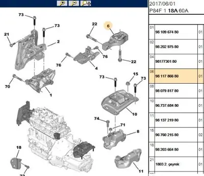 PSA 9811786680 Motor Kulagı 9811786680 9824116780 20191201A 20200609B 3648516 9808838680 9805734780