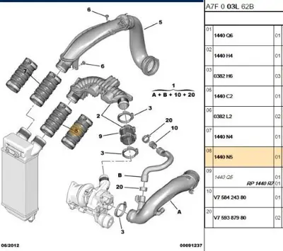 PSA 1440.N5 Turbo Hava Hortumu 1440N5 1440N4 9687511780 9687511480