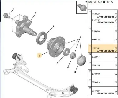 PSA 1606635380 Porya Bılyası Arka  1606635380 1606635580 1619109880 370184 373929 374898 1606635380S1 1606635580S1 3748A1 3748A1S1